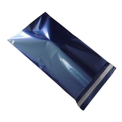 blue mailing bag sealed by permanent tape